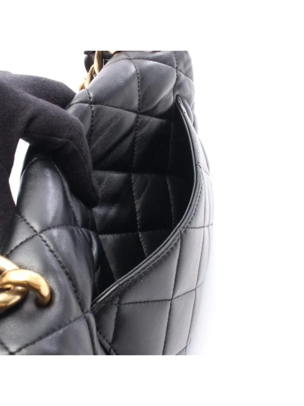 Chanel Shoulder Bag Quilted Black Lambskin Chain